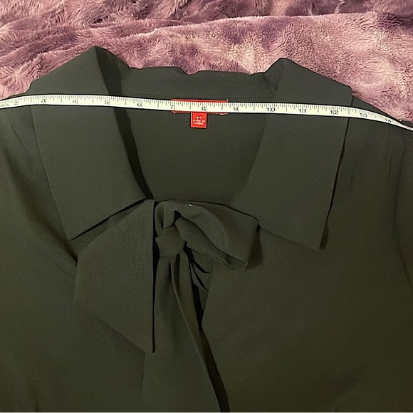 Puff Sleeve Peplum Collared Tie Neck Button Down Blouse-sz Medm - Picture 5 of 8